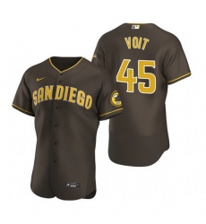 Men San Diego Padres 45 Luke Voit Brown Flex Base Stitched Baseball jersey Men San Diego Padres 45 Luke Voit Brown Flex Base Stitched Baseball jersey