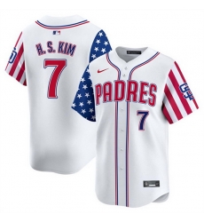 Men San Diego Padres 7 Ha Seong Kim White 2025 Independence Day Vapor Premier Limited Stitched Baseball Jersey
