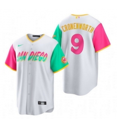 Men San Diego Padres 9 Jake Cronenworth 2022 White City Connect Cool Base Stitched Jersey Men San Diego Padres 9 Jake Cronenworth 2022 White City Connect Cool Base Stitched Jersey