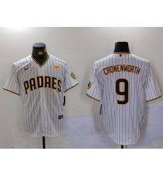 Men San Diego Padres 9 Jake Cronenworth White With PS Patch Cool Base Stitched Baseball Jersey 7 Men San Diego Padres 9 Jake Cronenworth White With PS Patch Cool Base Stitched Baseball Jersey 7
