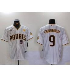 Men San Diego Padres 9 Jake Cronenworth White With PS Patch Cool Base Stitched Baseball Jersey Men San Diego Padres 9 Jake Cronenworth White With PS Patch Cool Base Stitched Baseball Jersey