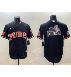 Men San Diego Padres Team Big Logo Black Mexico Cool Base Stitched Baseball Jersey 3