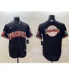 Men San Diego Padres Team Big Logo Black Mexico Cool Base Stitched Baseball Jersey