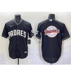 Men San Diego Padres Team Big Logo Black Stitched Baseball Jersey 2
