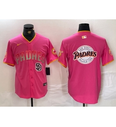 Men San Diego Padres Team Big Logo Pink Cool Base Stitched Baseball Jersey 5