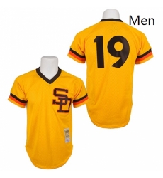 Mens Mitchell and Ness 1982 San Diego Padres 19 Tony Gwynn Replica Gold Throwback MLB Jersey Mens Mitchell and Ness 1982 San Diego Padres 19 Tony Gwynn Replica Gold Throwback MLB Jersey