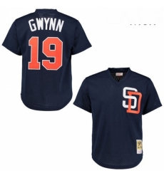 Mens Mitchell and Ness 1996 San Diego Padres 19 Tony Gwynn Replica Navy Blue Throwback MLB Jersey Mens Mitchell and Ness 1996 San Diego Padres 19 Tony Gwynn Replica Navy Blue Throwback MLB Jersey
