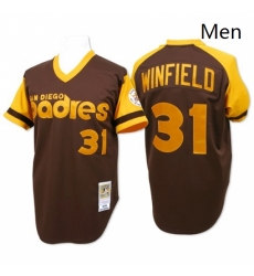 Mens Mitchell and Ness San Diego Padres 31 Dave Winfield Replica Brown Throwback MLB Jersey Mens Mitchell and Ness San Diego Padres 31 Dave Winfield Replica Brown Throwback MLB Jersey