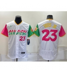 Men's San Diego Padres #23 Fernando Tatis Jr White Number 2022 City Connect Flex Base Stitched Jersey Men's San Diego Padres #23 Fernando Tatis Jr White Number 2022 City Connect Flex Base Stitched Jersey