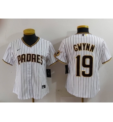 Women San Diego Padres 19 19 Tony Gwynn White With PS Patch Cool Base Stitched Baseball Jersey Women San Diego Padres 19 19 Tony Gwynn White With PS Patch Cool Base Stitched Baseball Jersey