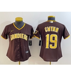 Women San Diego Padres 19 Tony Gwynn Brown Stitched Baseball Jersey Women San Diego Padres 19 Tony Gwynn Brown Stitched Baseball Jersey