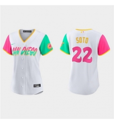 Women San Diego Padres 22 Juan Soto 2022 White City Connect Cool Base Stitched Baseball Jersey 28Run Small 291 Women San Diego Padres 22 Juan Soto 2022 White City Connect Cool Base Stitched Baseball Jersey 28Run Small 291