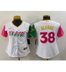 Women San Diego Padres 38 Jorge Alfaro 2022 White City Connect Cool Base Stitched Baseball Jersey Women San Diego Padres 38 Jorge Alfaro 2022 White City Connect Cool Base Stitched Baseball Jersey
