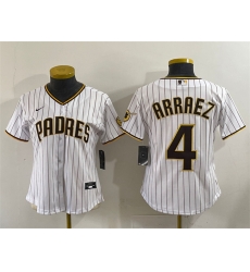 Women San Diego Padres 4 Luis Arraez White Stitched Baseball Jersey 
