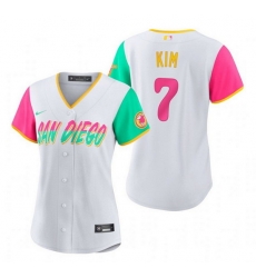 Women San Diego Padres 7 Ha Seong Kim 2022 White City Connect Cool Base Stitched Baseball Jersey Women San Diego Padres 7 Ha Seong Kim 2022 White City Connect Cool Base Stitched Baseball Jersey