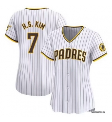 Women San Diego Padres 7 Ha Seong Kim White Stitched White Jersey Women San Diego Padres 7 Ha Seong Kim White Stitched White Jersey