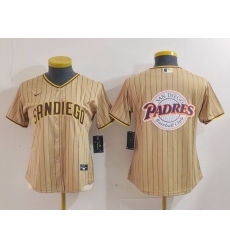 Women San Diego Padres Tan Team Big Logo Stitched Baseball Jersey 5 Women San Diego Padres Tan Team Big Logo Stitched Baseball Jersey 5