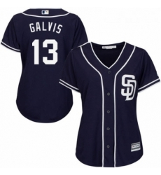 Womens Majestic San Diego Padres 13 Freddy Galvis Authentic Navy Blue Alternate 1 Cool Base MLB Jersey Womens Majestic San Diego Padres 13 Freddy Galvis Authentic Navy Blue Alternate 1 Cool Base MLB Jersey