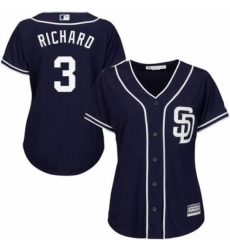 Womens Majestic San Diego Padres 3 Clayton Richard Authentic Navy Blue Alternate 1 Cool Base MLB Jersey Womens Majestic San Diego Padres 3 Clayton Richard Authentic Navy Blue Alternate 1 Cool Base MLB Jersey