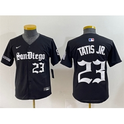 Youth San Diego Padres 23 Fernando Tatis Jr  Black Gothic Edition Vapor Limited Stitched Baseball Jersey