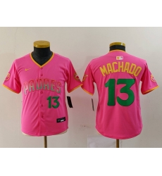 Youth San Diego Padres 3 Jackson Merrill Pink Stitched Baseball Jersey 1 Youth San Diego Padres 3 Jackson Merrill Pink Stitched Baseball Jersey 1