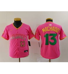 Youth San Diego Padres 3 Jackson Merrill Pink Stitched Baseball Jersey 2 Youth San Diego Padres 3 Jackson Merrill Pink Stitched Baseball Jersey 2