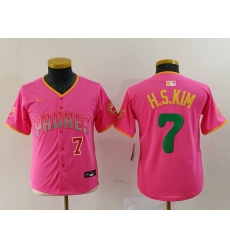 Youth San Diego Padres 7 Ha Seong Kim Pink Stitched Baseball Jersey 2 Youth San Diego Padres 7 Ha Seong Kim Pink Stitched Baseball Jersey 2