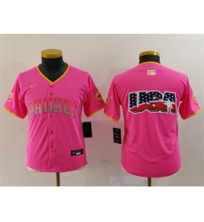 Youth San Diego Padres Team Big Logo Pink Stitched Baseball Jersey Youth San Diego Padres Team Big Logo Pink Stitched Baseball Jersey