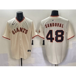 Men San Francisco Giants 48 Pablo Sandoval Cream 2024 Home Limited Stitched Baseball Jersey