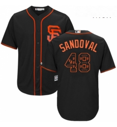 Mens Majestic San Francisco Giants 48 Pablo Sandoval Authentic Black Team Logo Fashion Cool Base MLB Jersey 