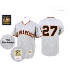 Mens Mitchell and Ness 1962 San Francisco Giants 27 Juan Marichal Authentic Grey Throwback MLB Jersey