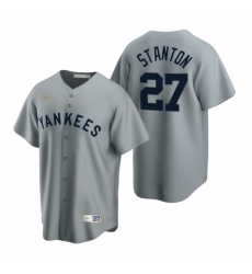 Mens Nike New York Yankees 27 Giancarlo Stanton Gray Cooperstown Collection Road Stitched Baseball Jersey Mens Nike New York Yankees 27 Giancarlo Stanton Gray Cooperstown Collection Road Stitched Baseball Jersey