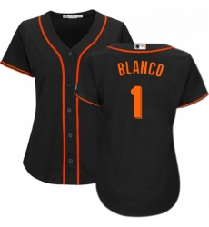 Womens Majestic San Francisco Giants 1 Gregor Blanco Replica Black Alternate Cool Base MLB Jersey Womens Majestic San Francisco Giants 1 Gregor Blanco Replica Black Alternate Cool Base MLB Jersey