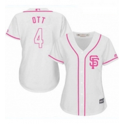 Womens Majestic San Francisco Giants 4 Mel Ott Authentic White Fashion Cool Base MLB Jersey