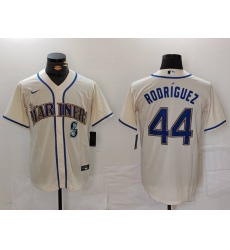 Men Seattle Mariners 44 Julio Rodriguez Cream Cool Base Stitched Jersey 1 Men Seattle Mariners 44 Julio Rodriguez Cream Cool Base Stitched Jersey 1