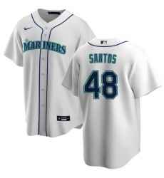 Men Seattle Mariners 48 Gregory Santos White Cool Base Stitched Jersey Men Seattle Mariners 48 Gregory Santos White Cool Base Stitched Jersey