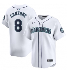 Men Seattle Mariners 8 Dominic Canzone White Home Limited Stitched Jersey Men Seattle Mariners 8 Dominic Canzone White Home Limited Stitched Jersey