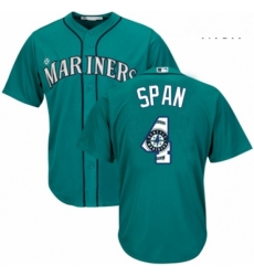 Mens Majestic Seattle Mariners 4 Denard Span Authentic Teal Green Team Logo Fashion Cool Base MLB Jersey Mens Majestic Seattle Mariners 4 Denard Span Authentic Teal Green Team Logo Fashion Cool Base MLB Jersey