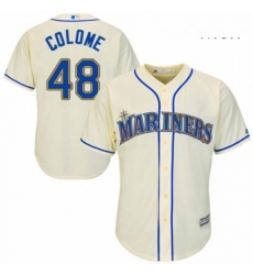 Mens Majestic Seattle Mariners 48 Alex Colome Replica Cream Alternate Cool Base MLB Jersey Mens Majestic Seattle Mariners 48 Alex Colome Replica Cream Alternate Cool Base MLB Jersey