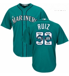 Mens Majestic Seattle Mariners 52 Carlos Ruiz Authentic Teal Green Team Logo Fashion Cool Base MLB Jersey Mens Majestic Seattle Mariners 52 Carlos Ruiz Authentic Teal Green Team Logo Fashion Cool Base MLB Jersey