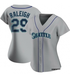 Women Seattle Mariners 29 Cal Raleigh grey Authentic Alternate Jerseys Women Seattle Mariners 29 Cal Raleigh grey Authentic Alternate Jerseys
