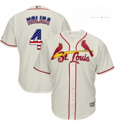 Mens Majestic St Louis Cardinals 4 Yadier Molina Authentic Cream USA Flag Fashion MLB Jersey Mens Majestic St Louis Cardinals 4 Yadier Molina Authentic Cream USA Flag Fashion MLB Jersey