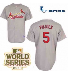 Mens Majestic St Louis Cardinals 5 Albert Pujols Replica Grey Cool Base 2011 World Series Patch MLB Jersey Mens Majestic St Louis Cardinals 5 Albert Pujols Replica Grey Cool Base 2011 World Series Patch MLB Jersey