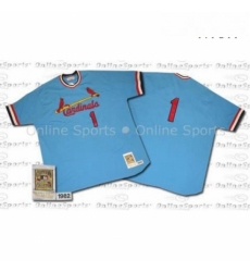Mens Mitchell and Ness 1982 St Louis Cardinals 1 Ozzie Smith Authentic Blue Throwback MLB Jersey Mens Mitchell and Ness 1982 St Louis Cardinals 1 Ozzie Smith Authentic Blue Throwback MLB Jersey