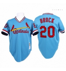 Mens Mitchell and Ness St Louis Cardinals 20 Lou Brock Authentic Blue Throwback MLB Jersey Mens Mitchell and Ness St Louis Cardinals 20 Lou Brock Authentic Blue Throwback MLB Jersey