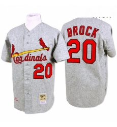 Mens Mitchell and Ness St Louis Cardinals 20 Lou Brock Authentic Grey Throwback MLB Jersey Mens Mitchell and Ness St Louis Cardinals 20 Lou Brock Authentic Grey Throwback MLB Jersey