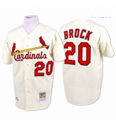 Mens Mitchell and Ness St Louis Cardinals 20 Lou Brock Replica Cream Throwback MLB Jersey Mens Mitchell and Ness St Louis Cardinals 20 Lou Brock Replica Cream Throwback MLB Jersey
