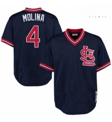 Mens Mitchell and Ness St Louis Cardinals 4 Yadier Molina Authentic Navy Blue Throwback MLB Jersey Mens Mitchell and Ness St Louis Cardinals 4 Yadier Molina Authentic Navy Blue Throwback MLB Jersey
