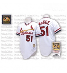 Mens Mitchell and Ness St Louis Cardinals 51 Willie McGee Replica White Throwback MLB Jersey Mens Mitchell and Ness St Louis Cardinals 51 Willie McGee Replica White Throwback MLB Jersey