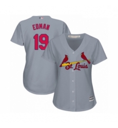 Women's St. Louis Cardinals #19 Tommy Edman Authentic Grey Road Cool Base Baseball Player Jersey Women's St. Louis Cardinals #19 Tommy Edman Authentic Grey Road Cool Base Baseball Player Jersey